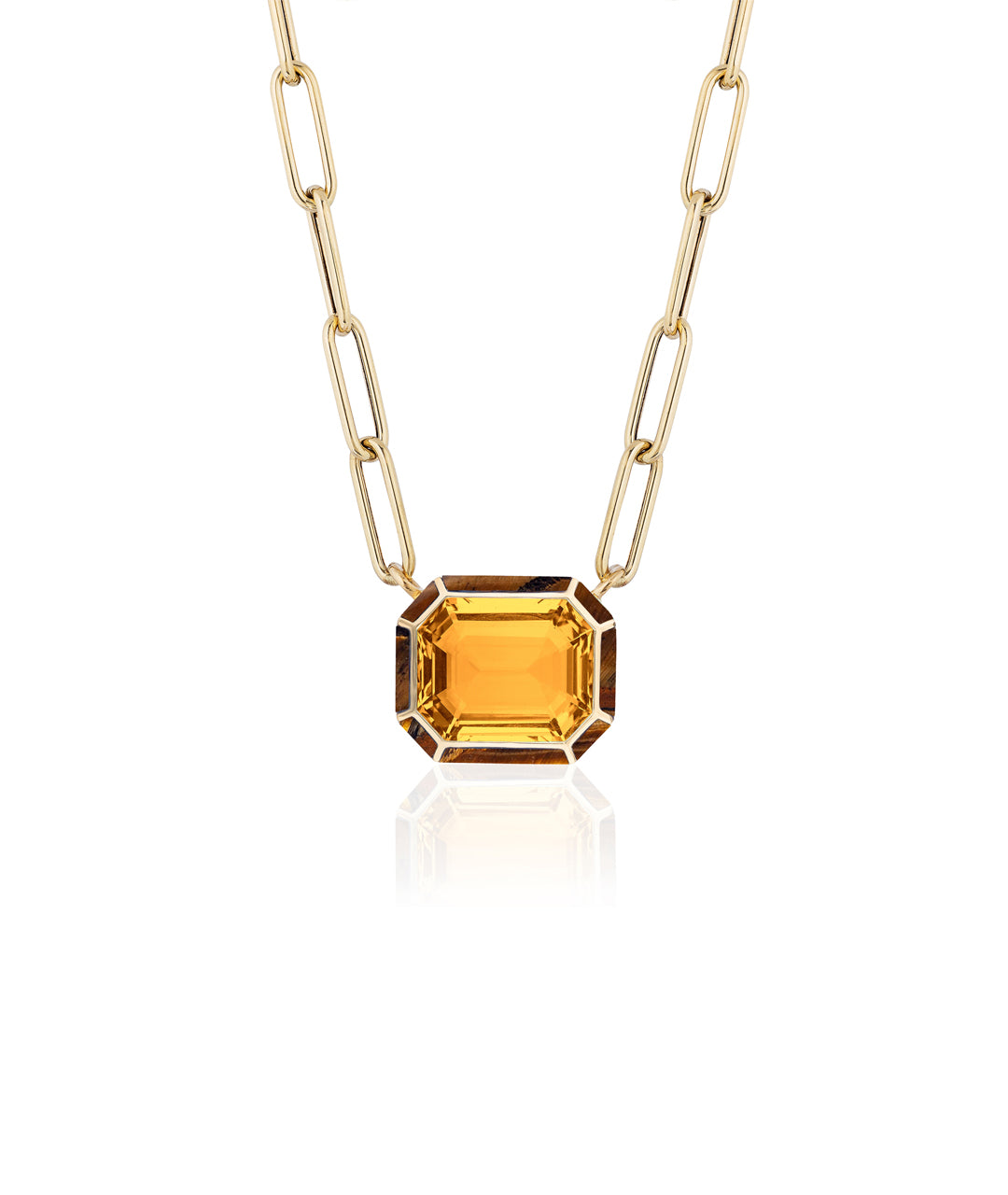 Yellow gold-Citrine with Tiger Eye