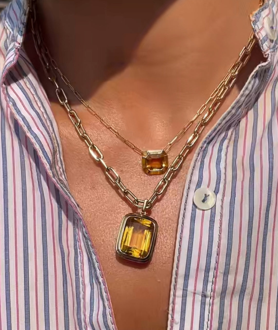 Yellow gold-Citrine with Tiger Eye