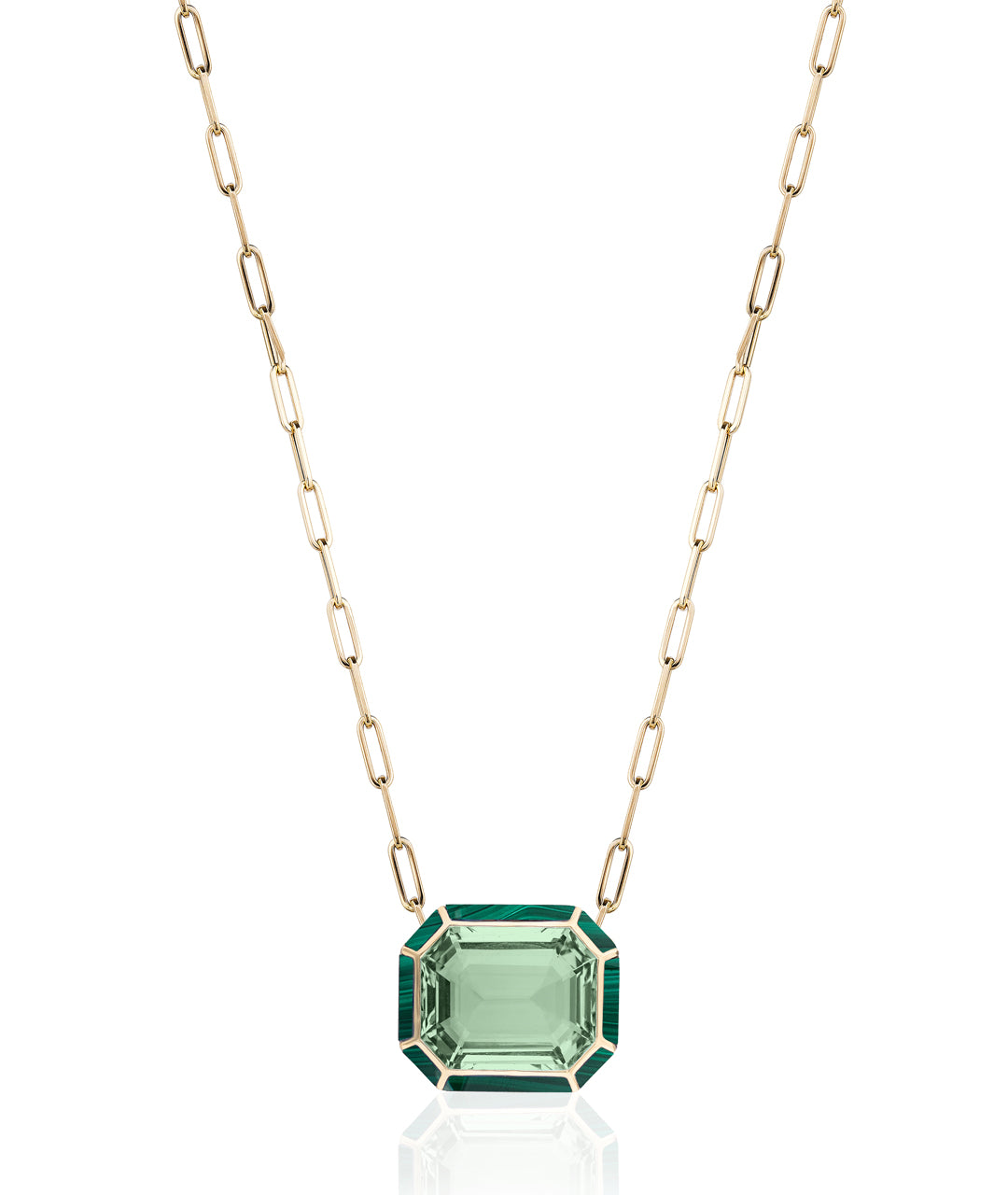 Yellow gold-Prasiolite with Malachite