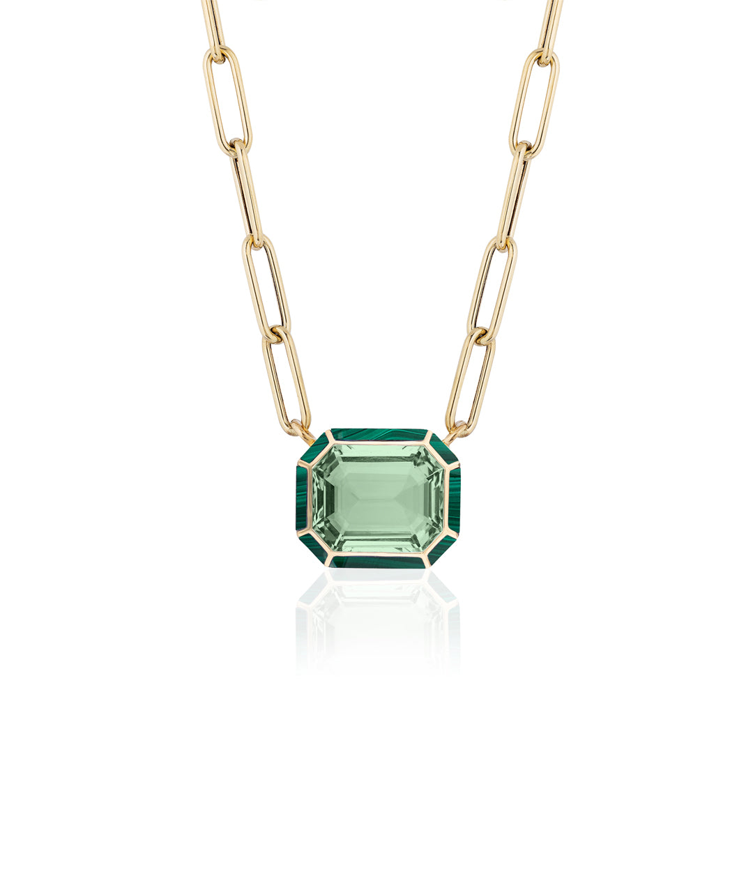 Yellow gold-Prasiolite with Malachite