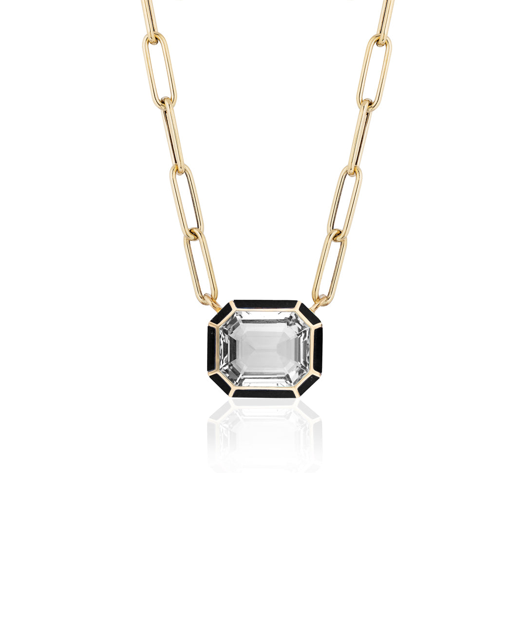 Yellow gold-Rock Crystal with Onyx