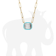Rock Crystal with Onyx, White Agate & Turquoise Inlay Emerald Cut Pendant