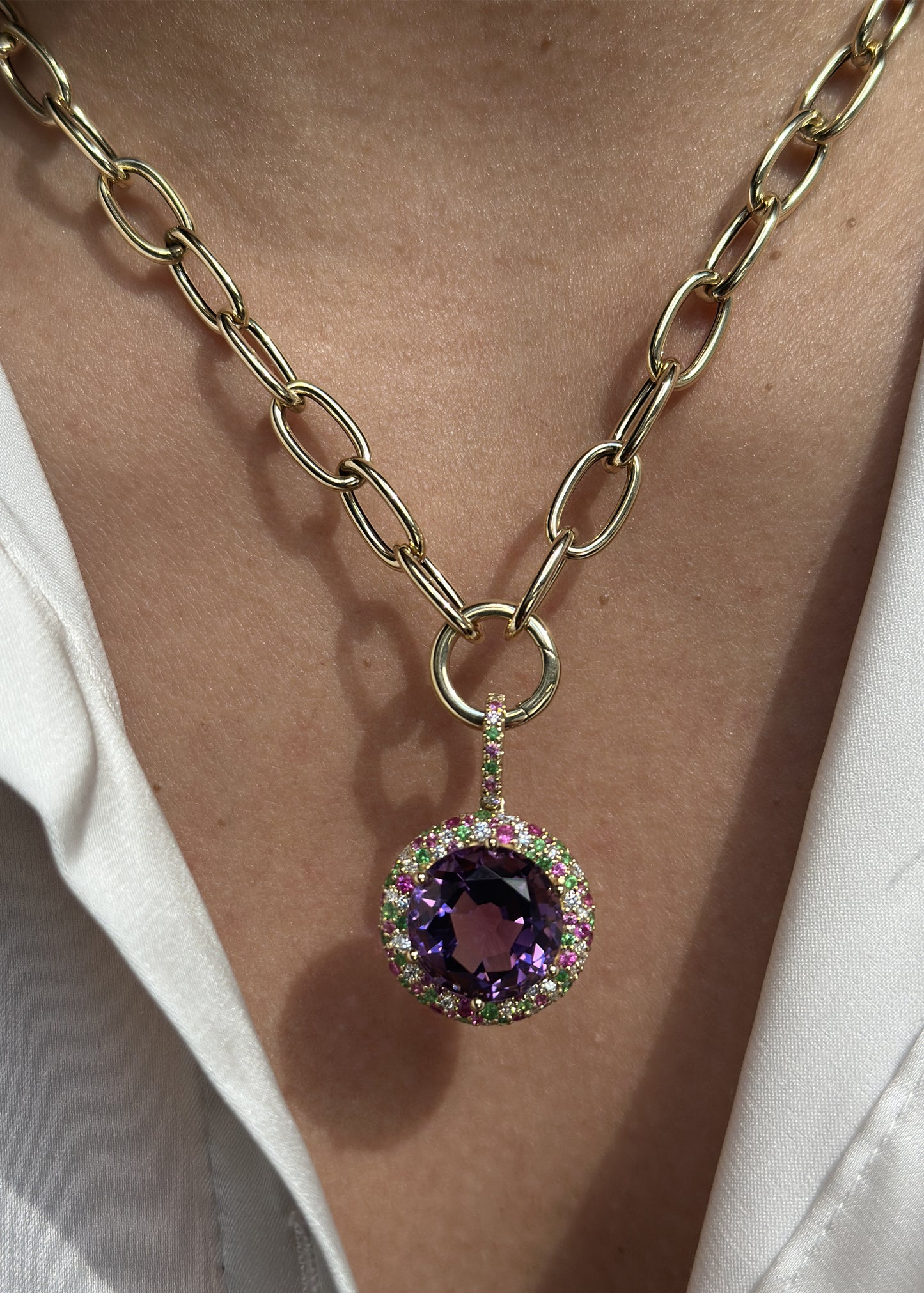 Round Halo Link Pendant