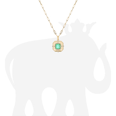 Asscher Cut Emerald Pendant with Diamonds