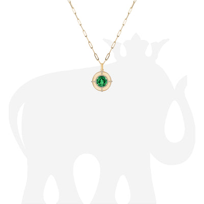Round Cut Emerald Pendant with Diamonds