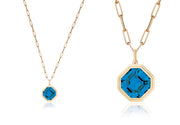 Manhattan Asscher Cut Bezel Set Pendant in Blue Topaz, London Blue Topaz, Prasiolite & Rock Crystal