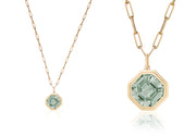 Manhattan Asscher Cut Bezel Set Pendant in Blue Topaz, London Blue Topaz, Prasiolite & Rock Crystal