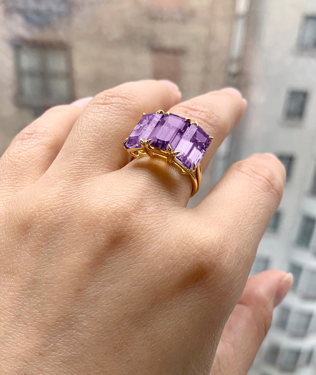 Yellow gold-Amethyst