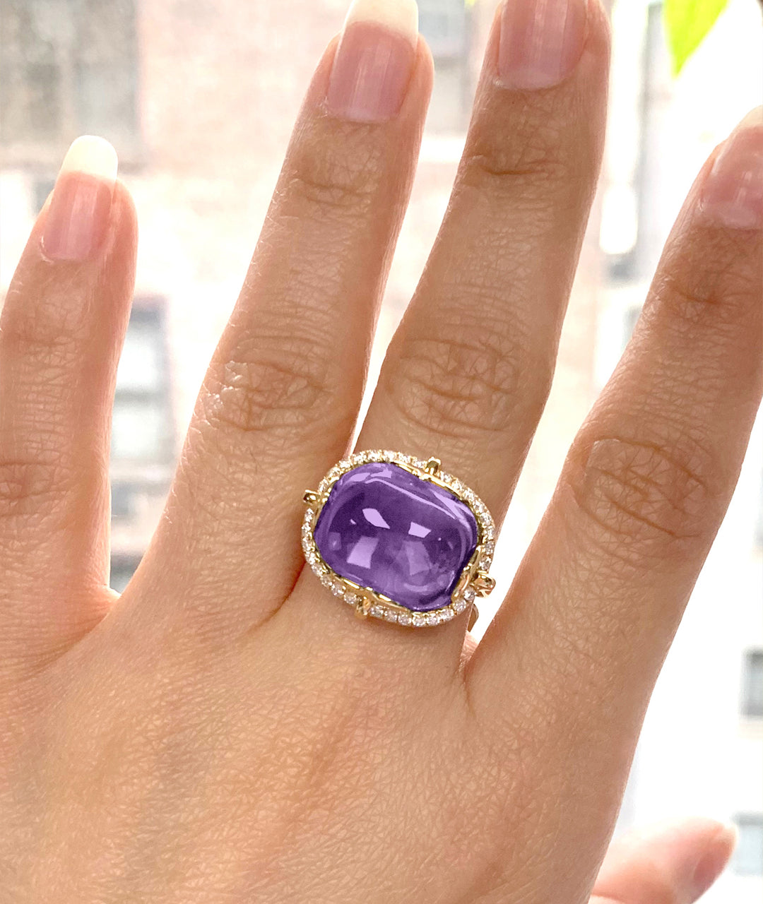 Yellow gold-Amethyst