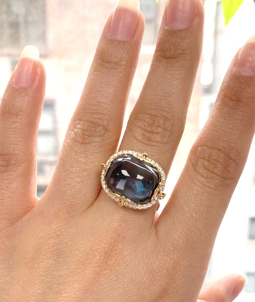 Yellow gold-London Blue Topaz