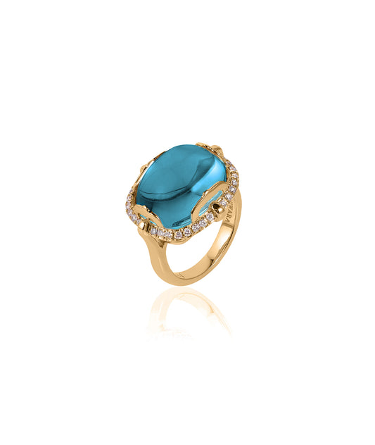 Yellow gold-London Blue Topaz