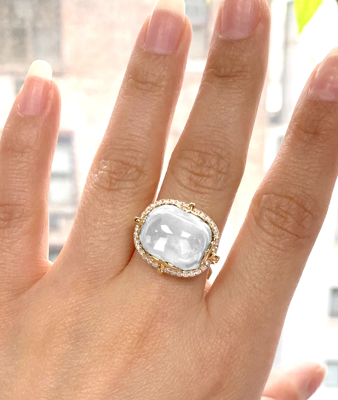 Yellow gold-Moon Quartz