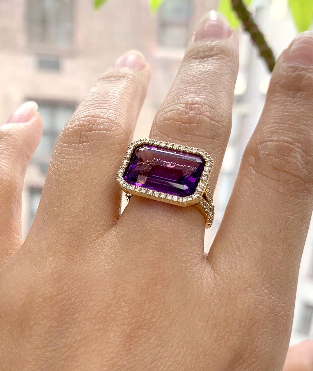 Yellow gold-Amethyst