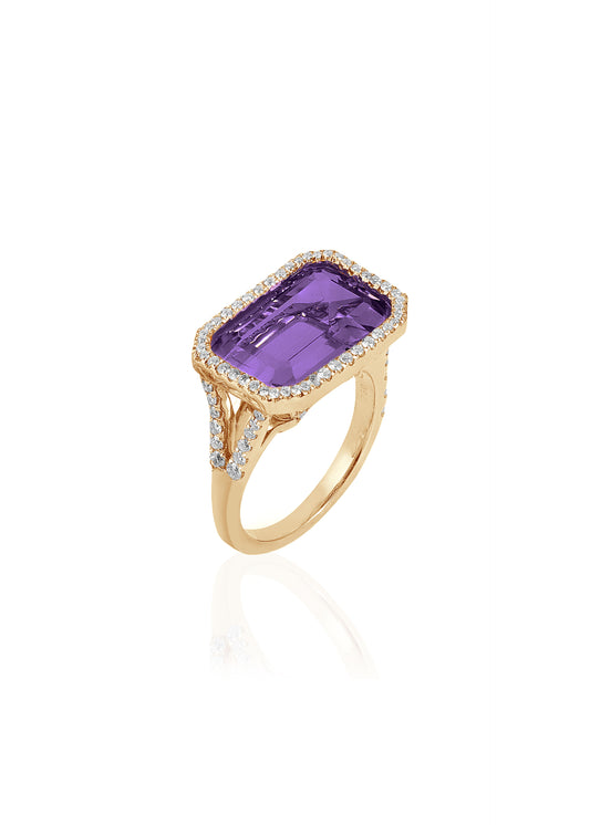 Yellow gold-Amethyst