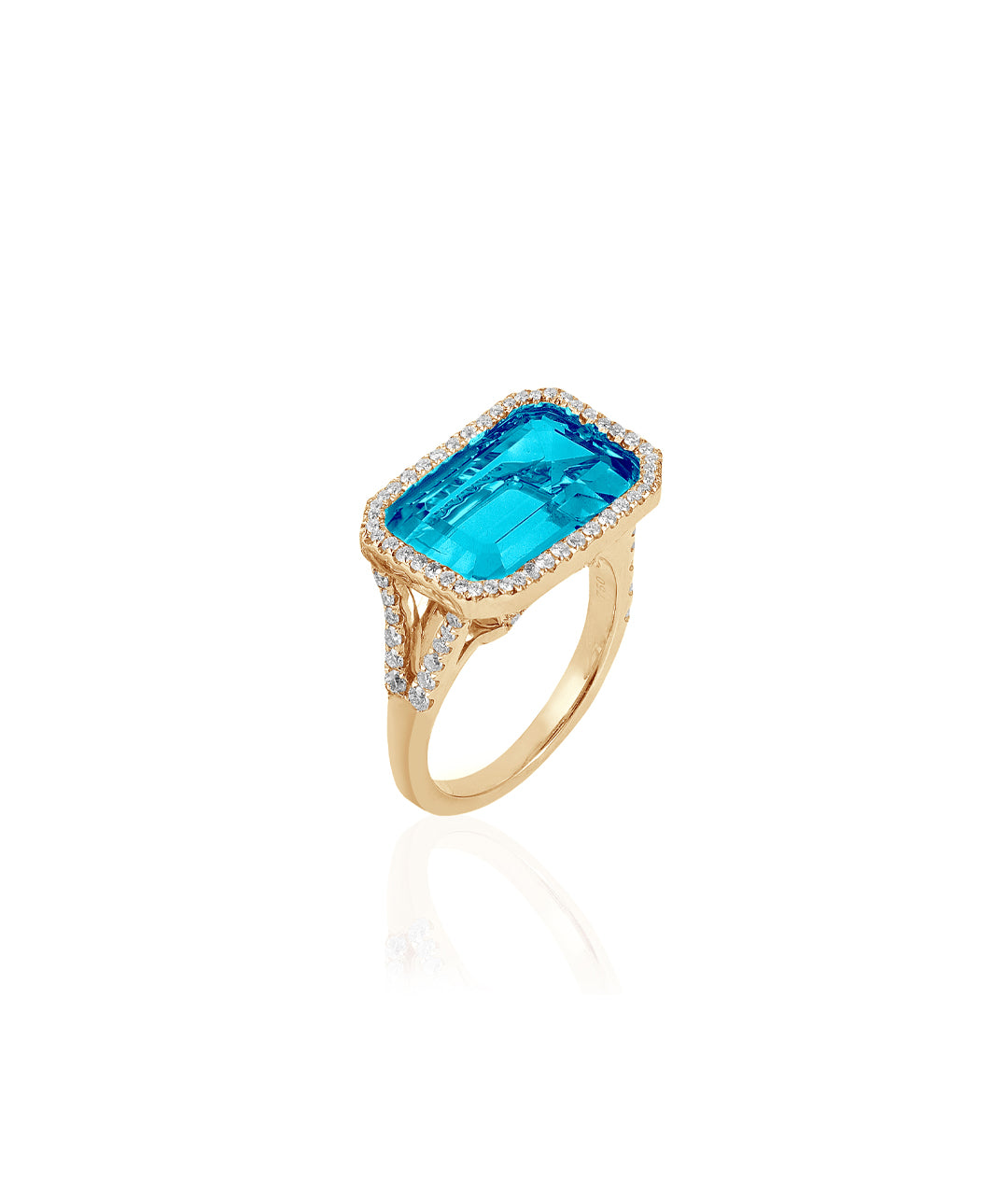 Yellow gold-Blue Topaz