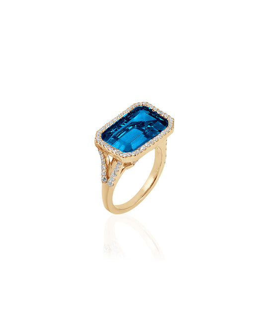 Yellow gold-London Blue Topaz