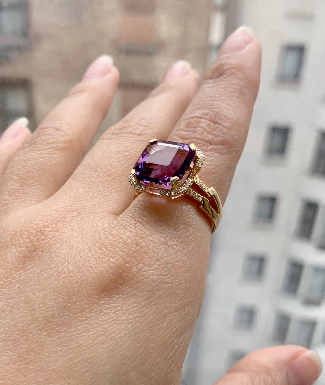 Yellow gold-Amethyst