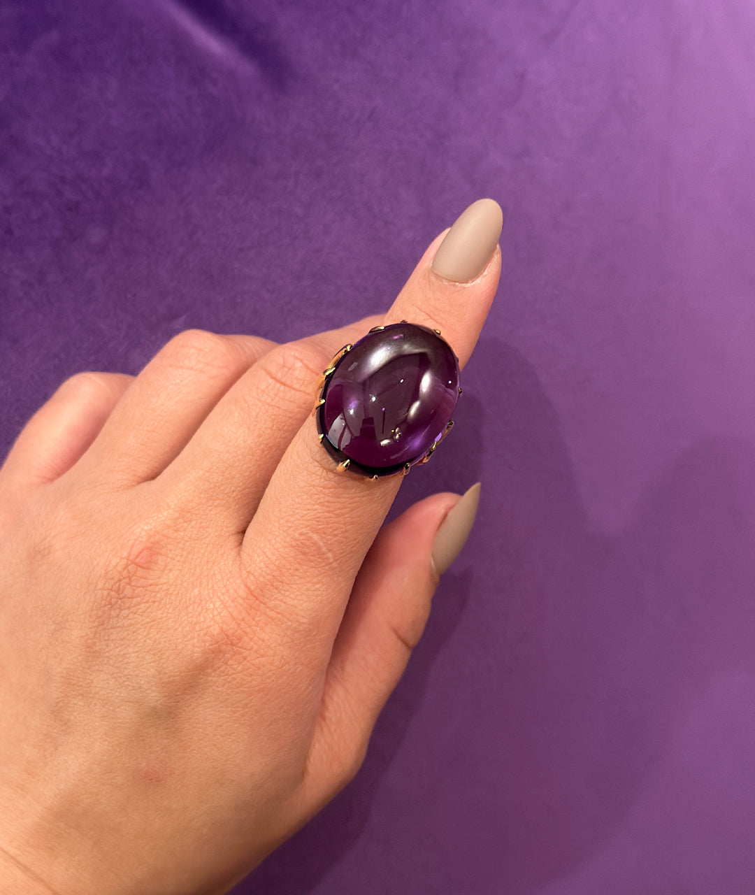 Amethyst Oval Cabochon Ring