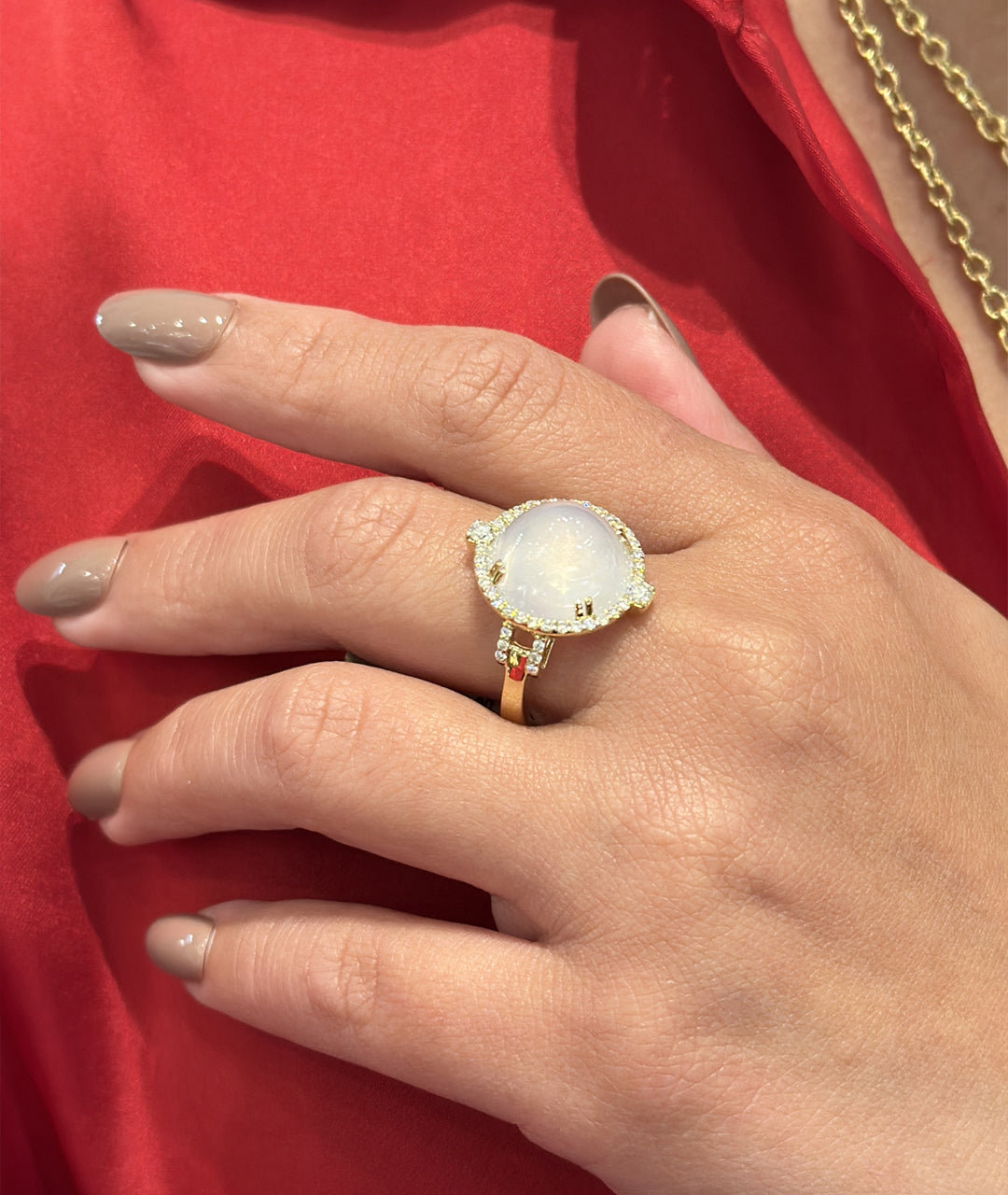 Yellow gold-Moon Quartz