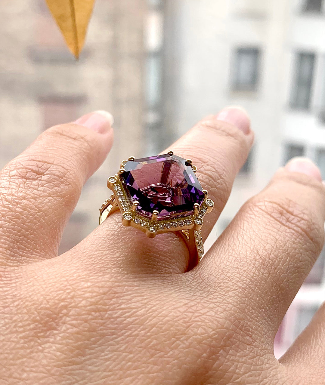 Yellow gold-Amethyst