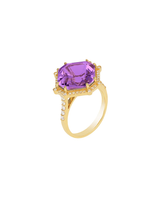 Yellow gold-Amethyst
