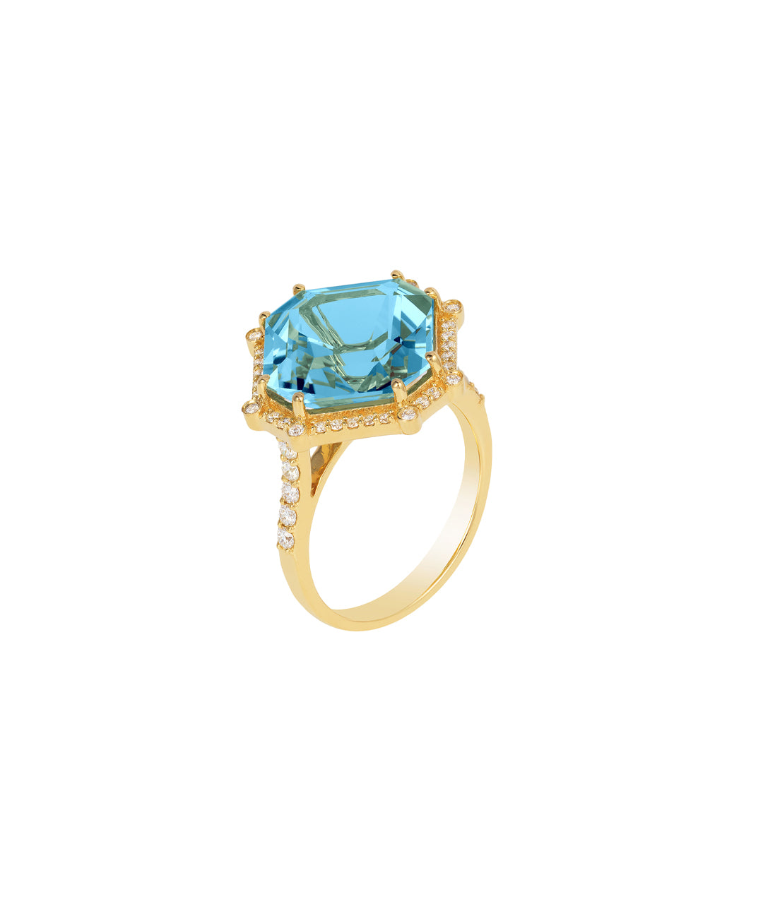 Yellow gold-Blue Topaz