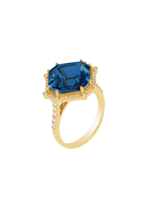 Yellow gold-London Blue Topaz