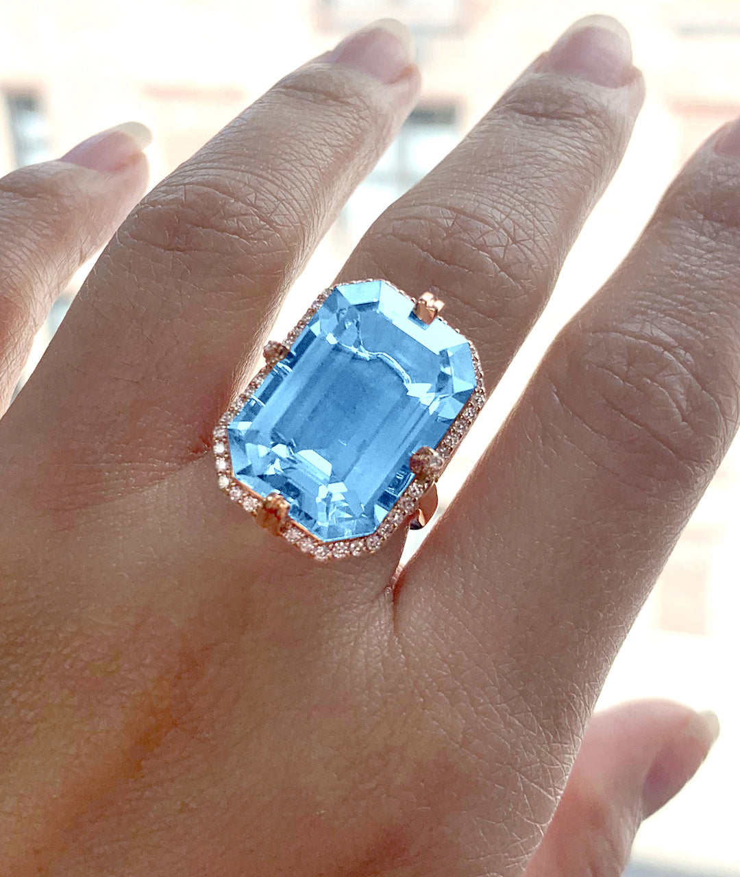 Yellow gold-Blue Topaz