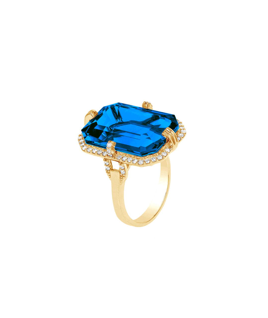 Yellow gold-London Blue Topaz