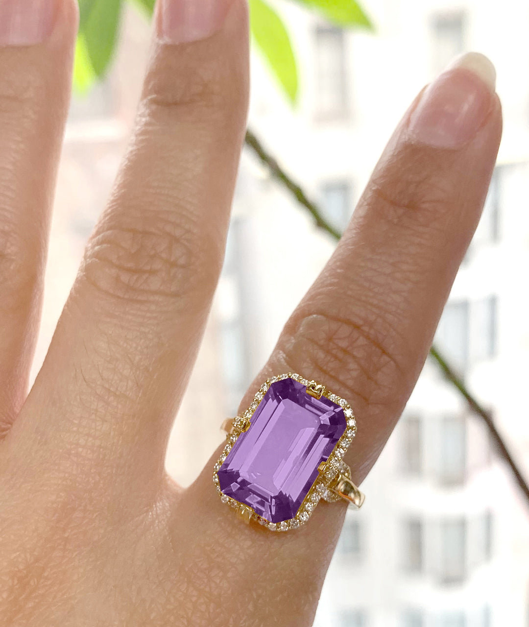 Yellow gold-Amethyst