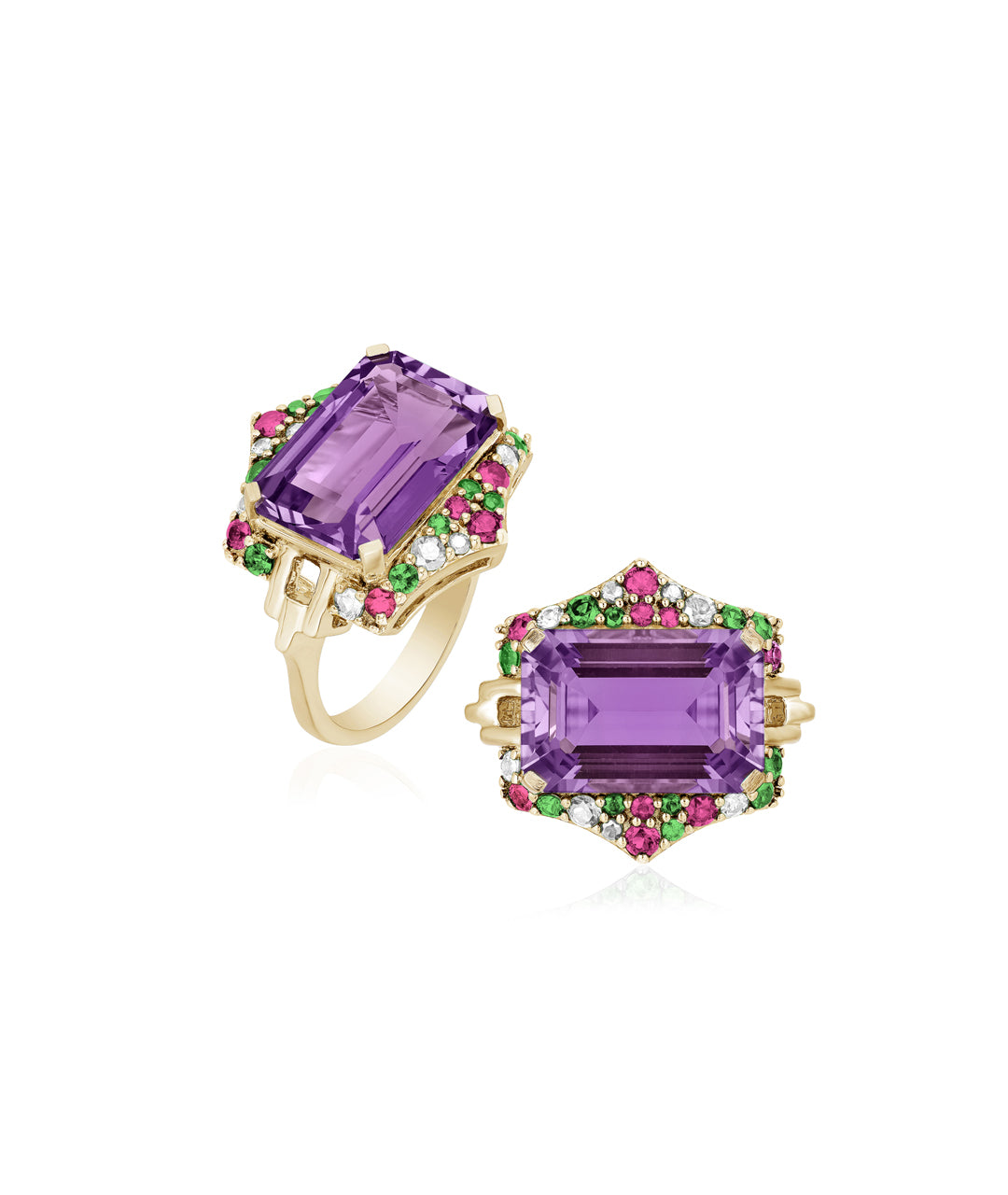 Amethyst with Pink Sapphire, Tsavorite & Diamond
