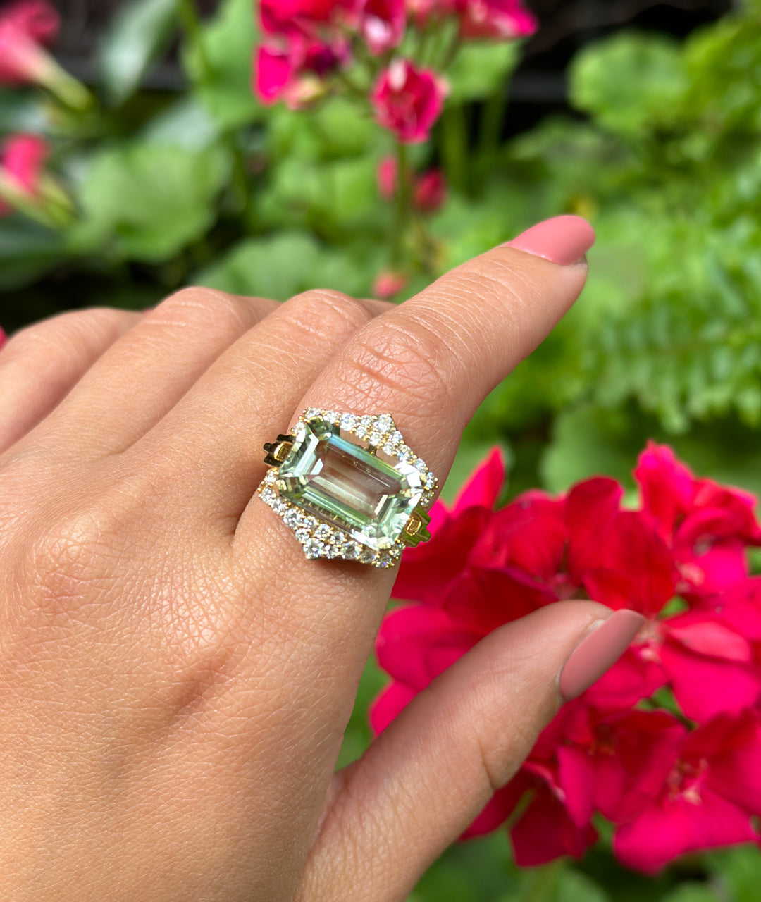 Prasiolite with Diamond