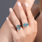 Blue Topaz & Blue Sapphire Emerald Cut Ring