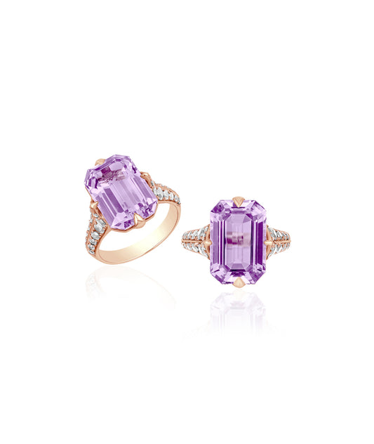 Rose gold-Lavender Amethyst with Diamond