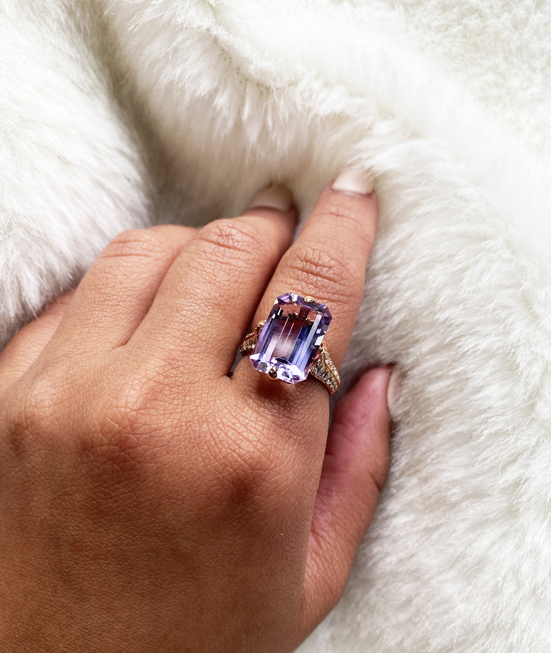 Rose gold-Lavender Amethyst with Diamond