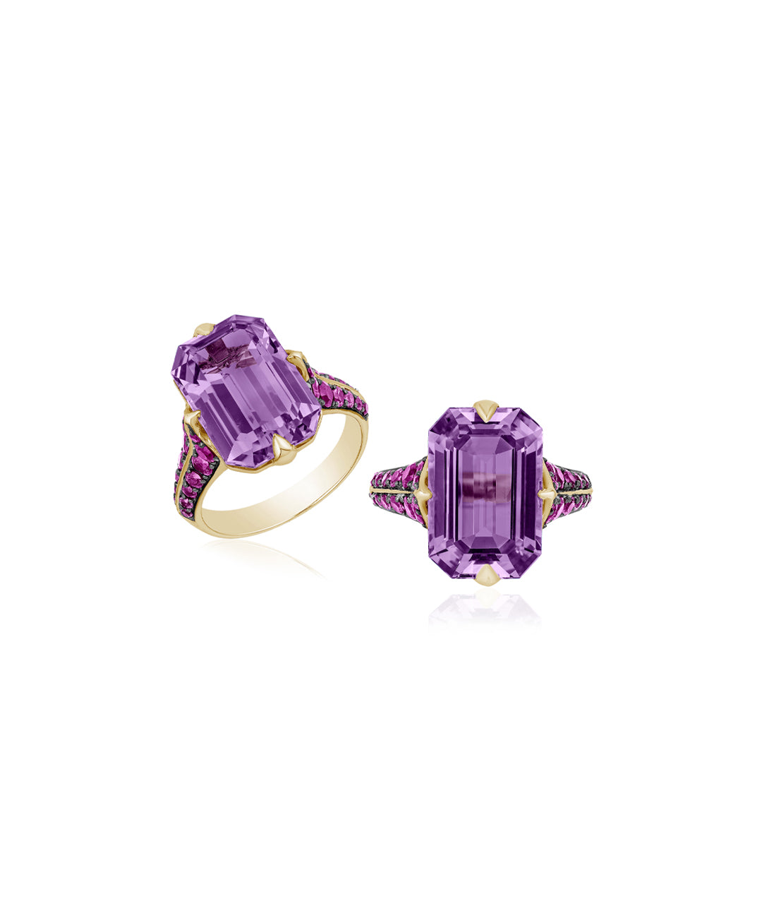 Yellow gold-Amethyst with Pink Sapphire