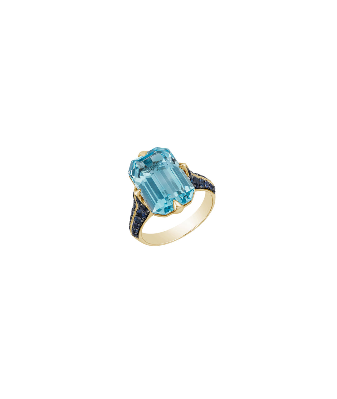 Yellow gold-Blue Topaz with Sapphire