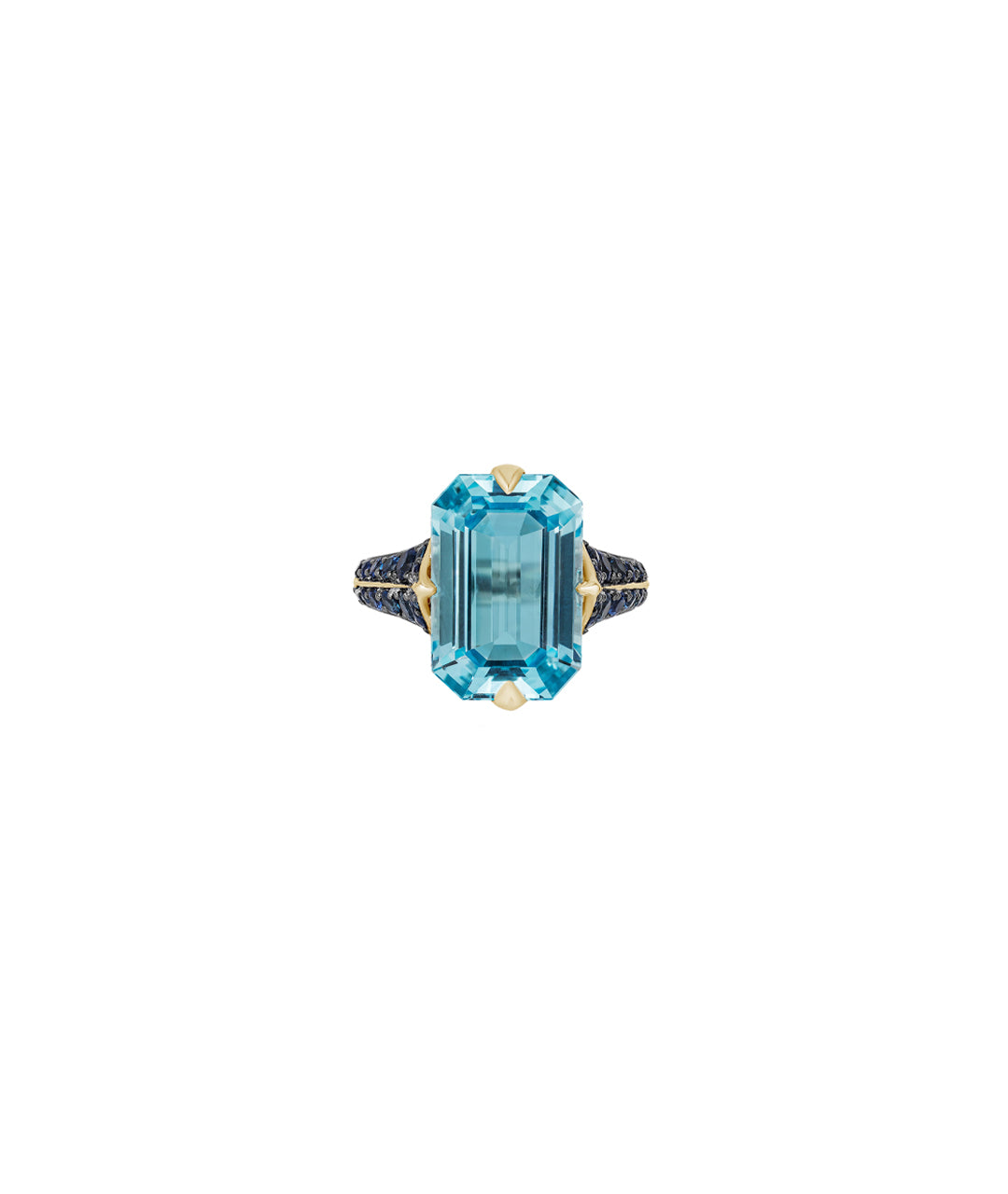 Yellow gold-Blue Topaz with Sapphire
