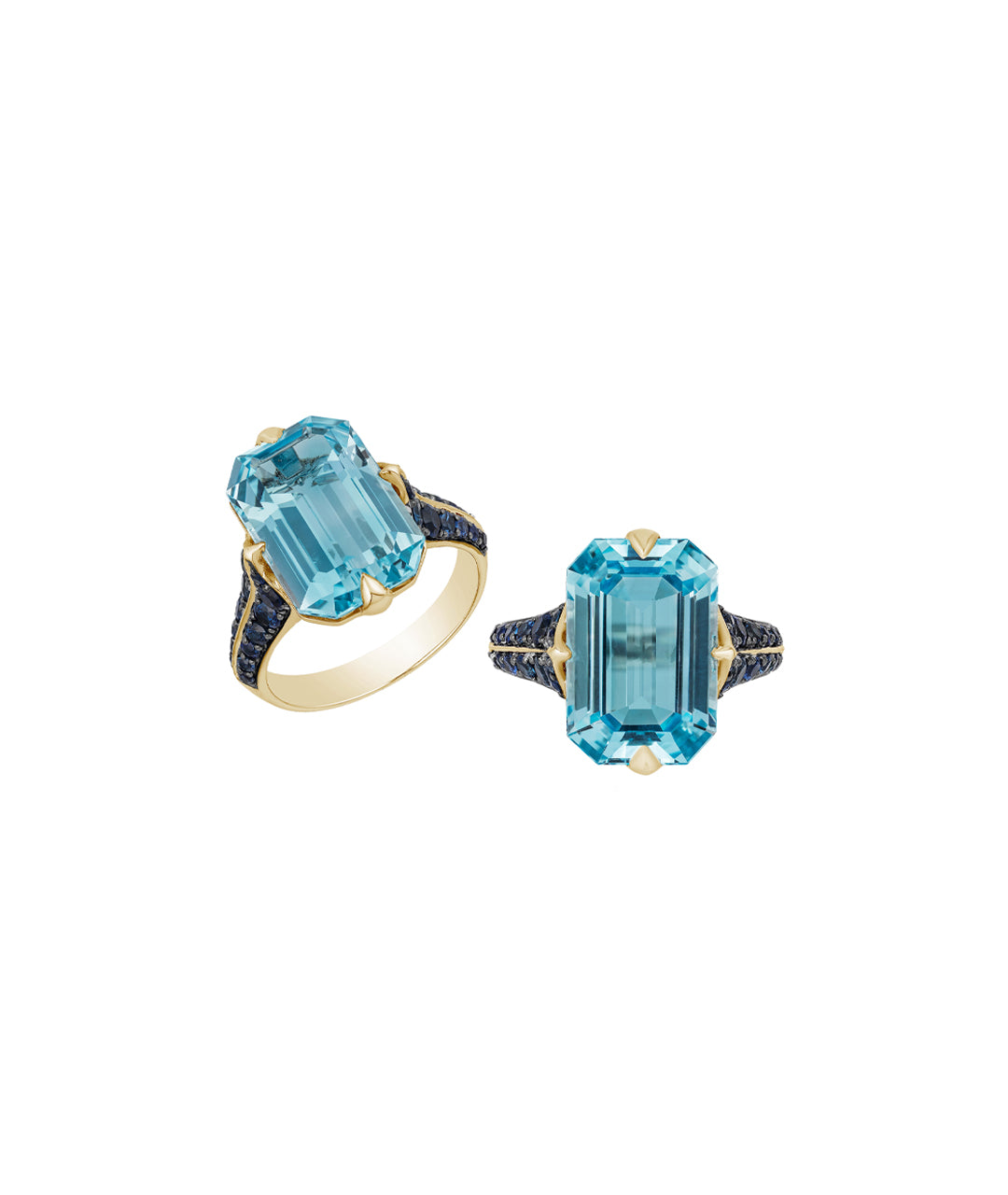 Yellow gold-Blue Topaz with Sapphire