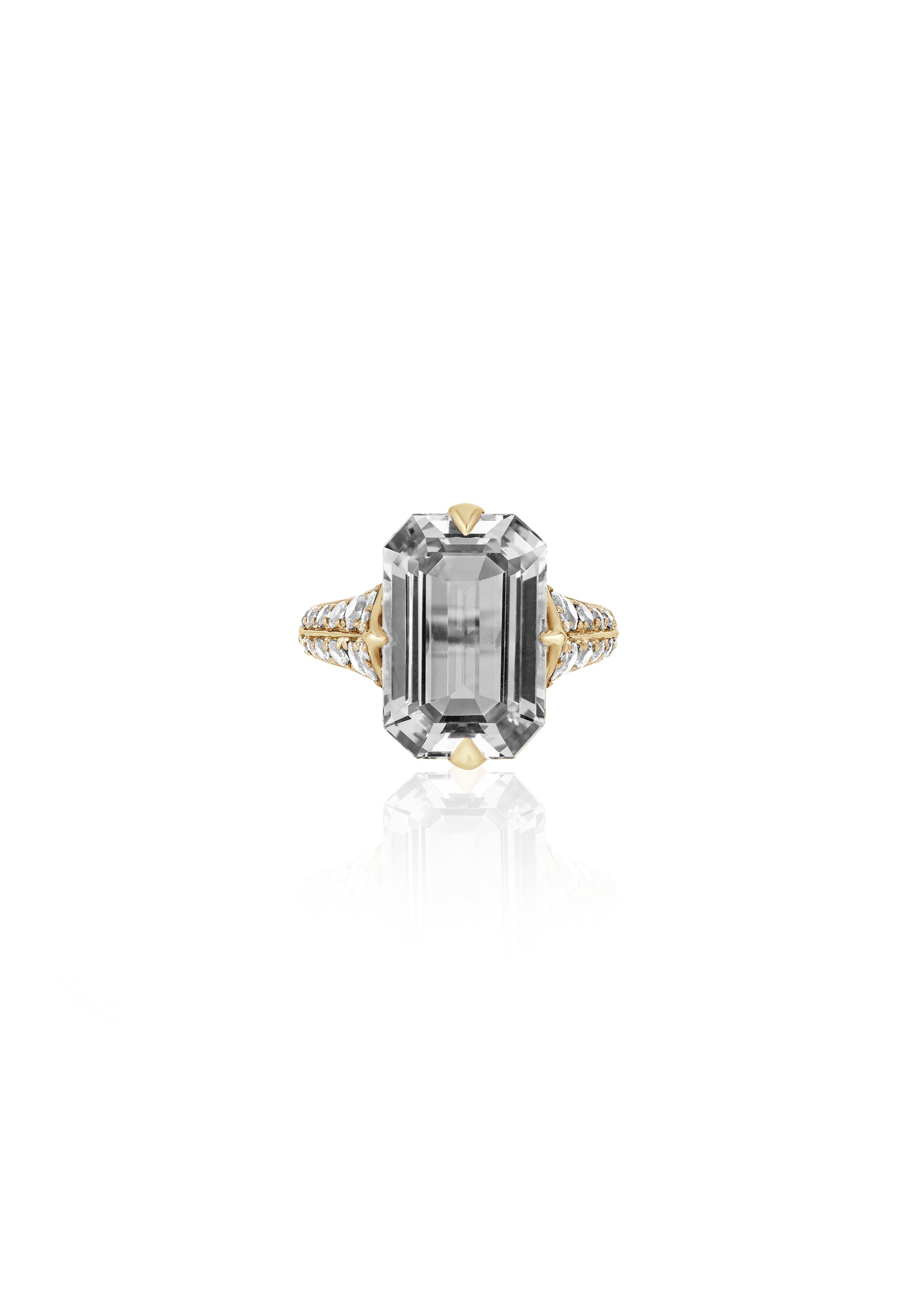 Yellow gold-Rock Crystal with Diamond
