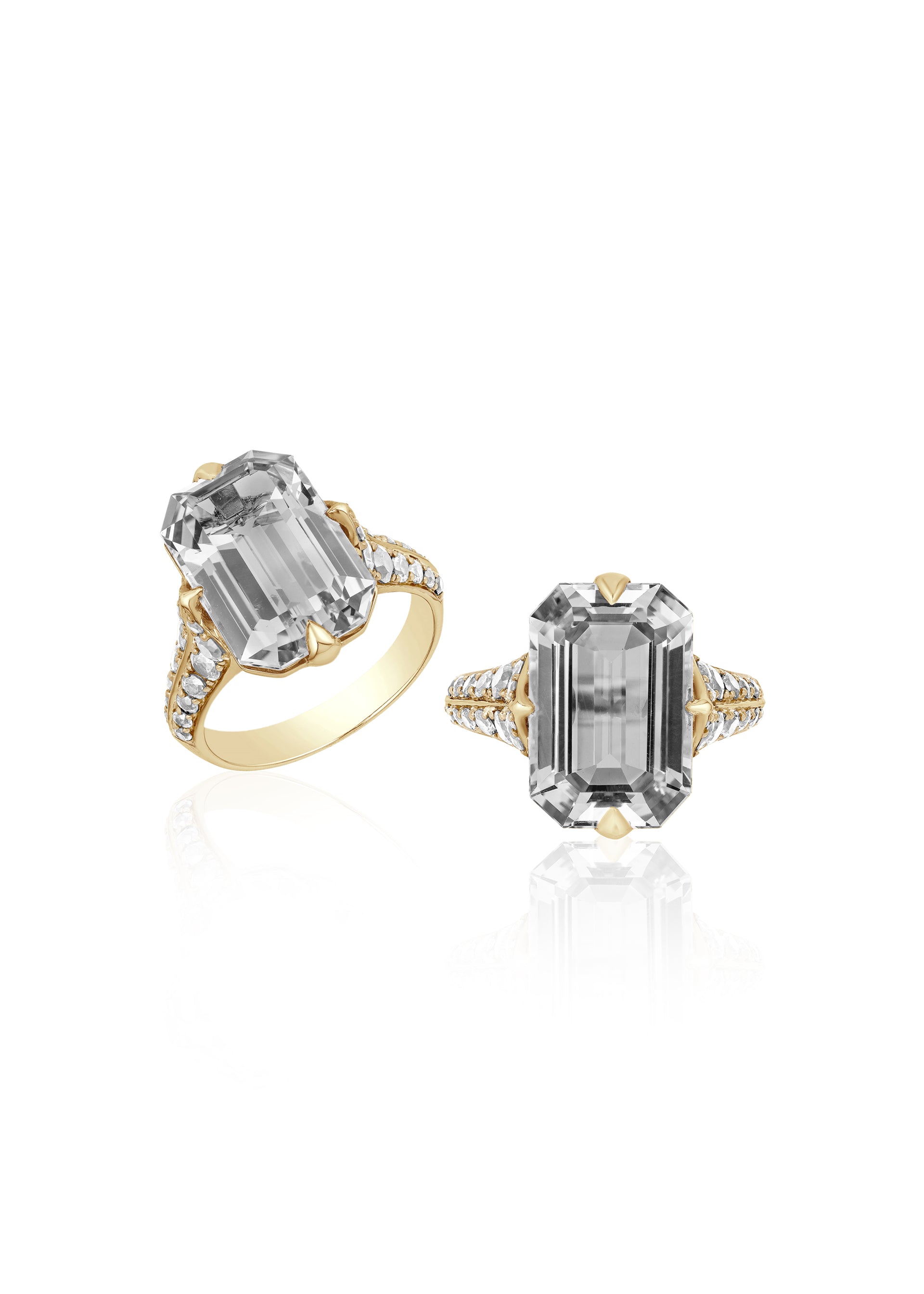 Yellow gold-Rock Crystal with Diamond