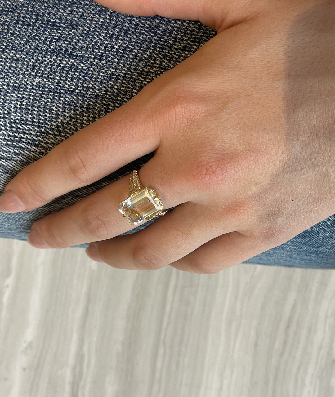 Yellow gold-Rock Crystal with Diamond