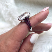 Rock Crystal & Ruby Emerald Cut Ring