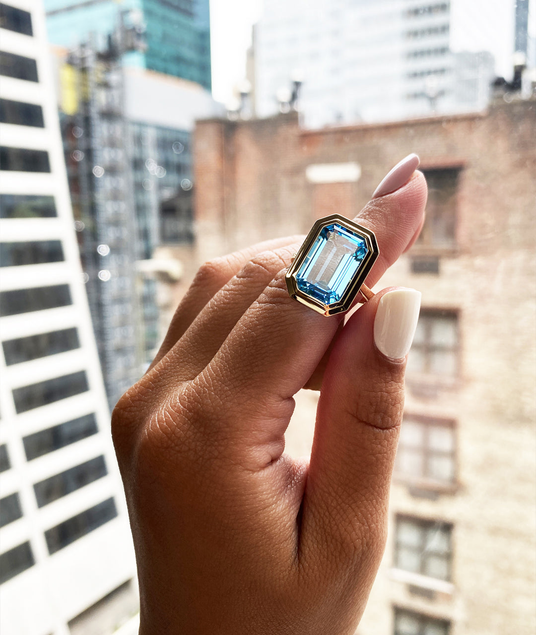 Yellow gold-Blue Topaz