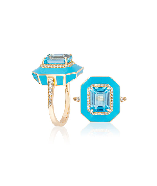 Blue Topaz with Turquoise Enamel
