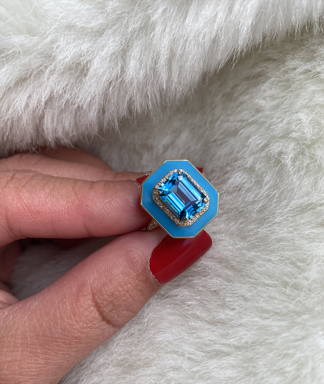 Blue Topaz with Turquoise Enamel