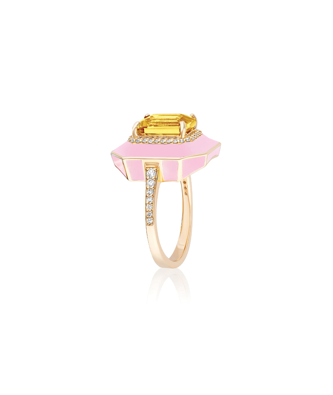Citrine with Pink Enamel