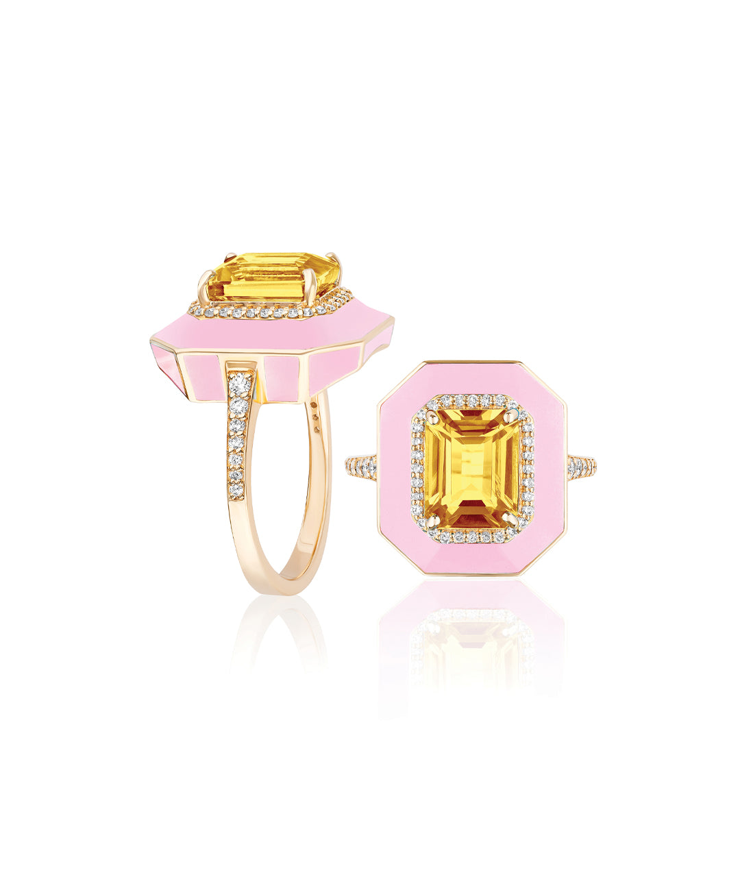 Citrine with Pink Enamel