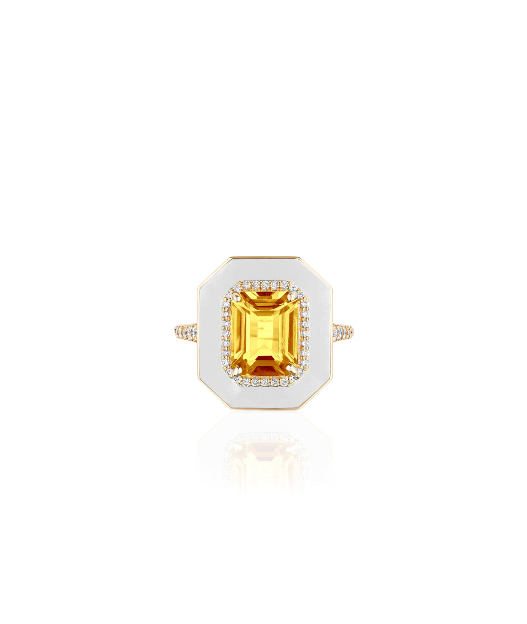 Citrine with White Enamel