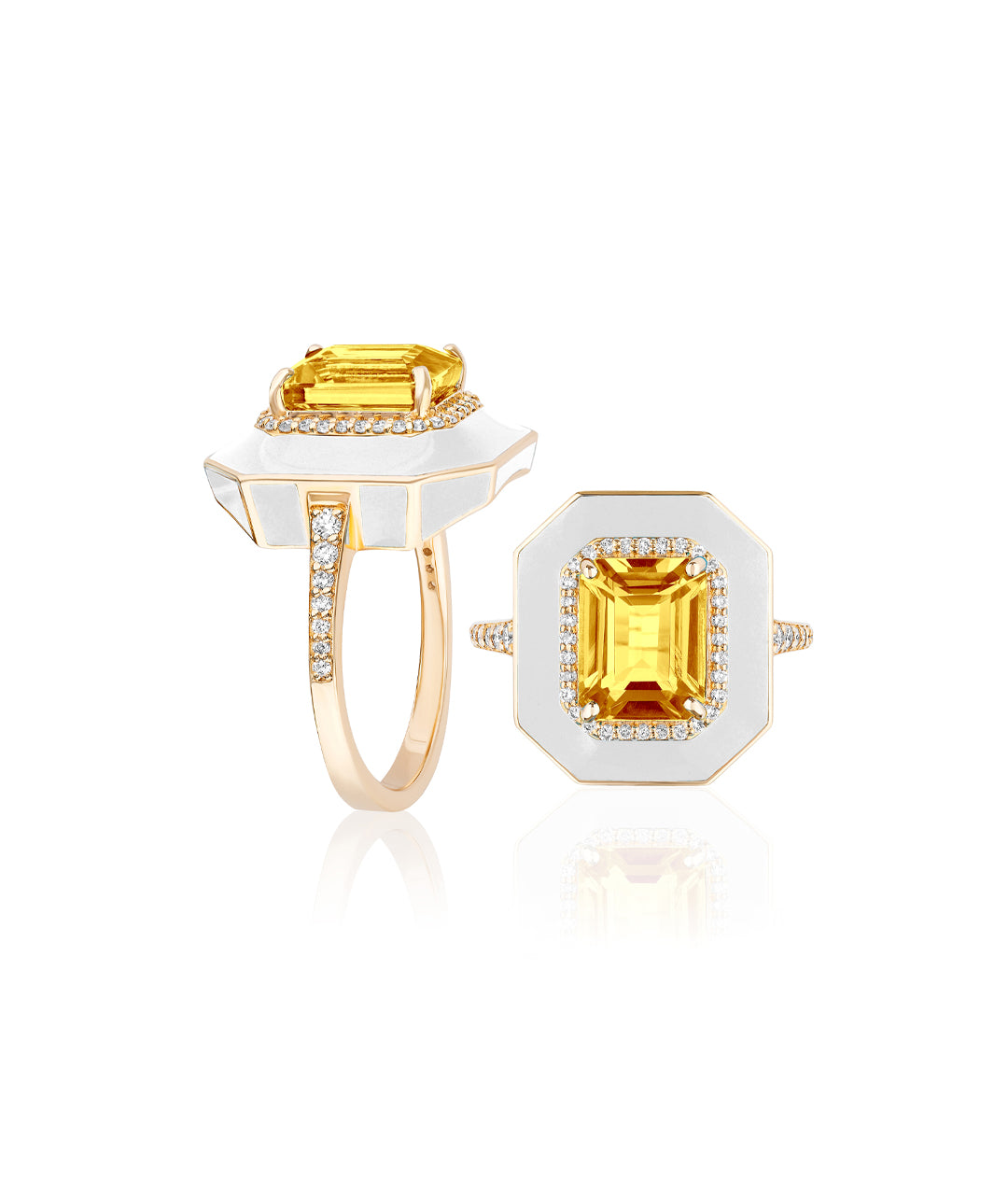 Citrine with White Enamel